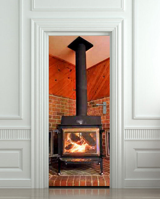 Door STICKER fireplace stove log billet mural decole film self-adhesive poster 30"x79"(77x200 cm) - Pulaton stickers and posters
- 1