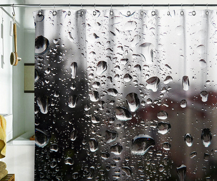 Rain Drops B&W Shower Curtain 71"W×74"H (180x188cm)