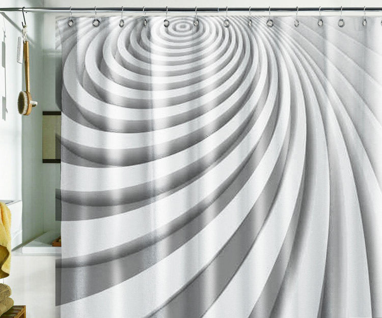 Spiral Shower Curtain, Abstract Art B&W, 71"W×74"H (180x188cm)