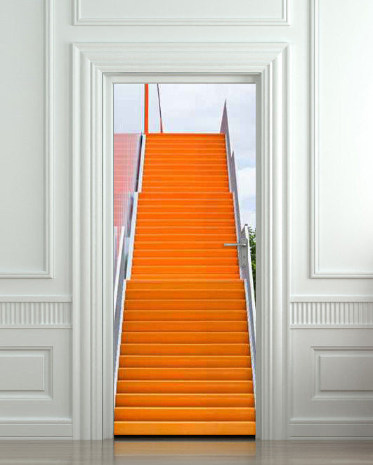 Door STICKER stair orange raise raising mural decole film self-adhesive poster 30"x79"(77x200 cm) - Pulaton stickers and posters
- 1