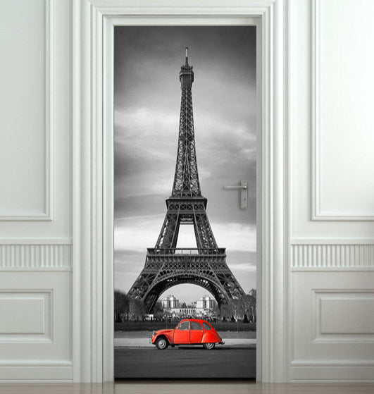 Eiffel tower door sticker mural