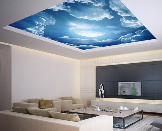 Blue ceiling with clouds