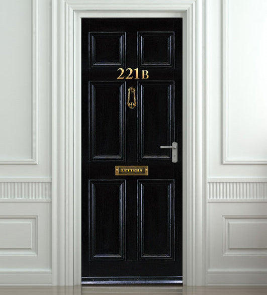 221B, Baker Street, London, Sherlock Holmes house front door mural sticker