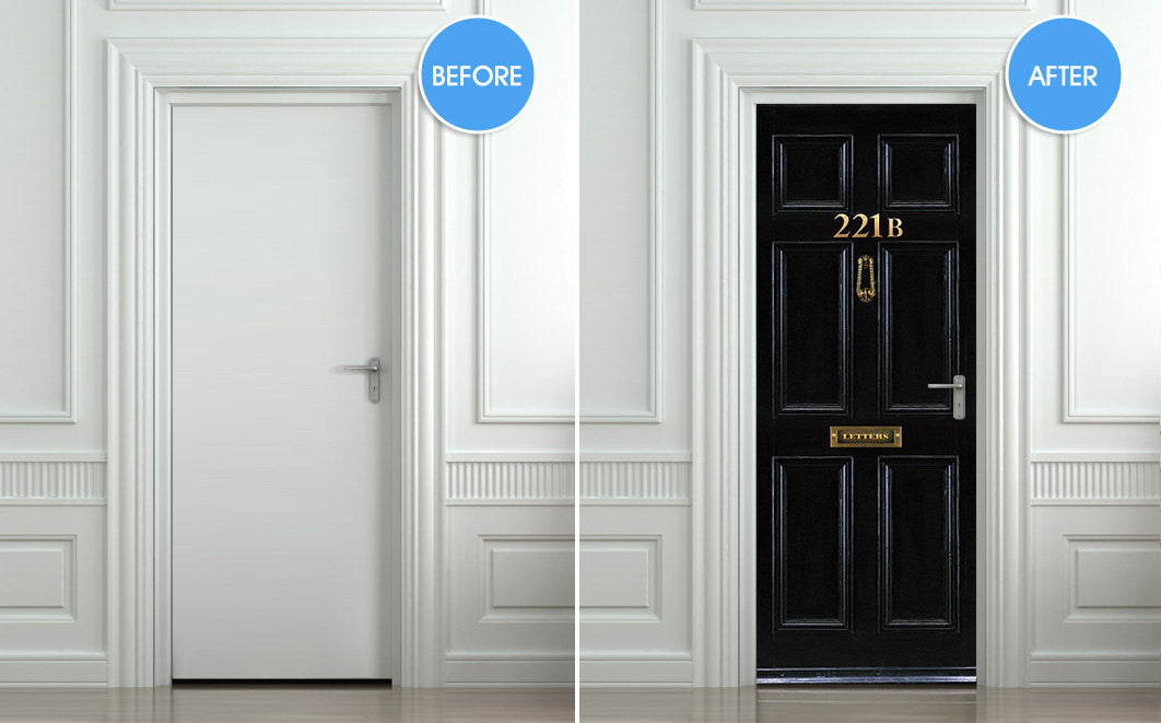 Interior door wrap. Baker street, Detective Sherlock Holmes. Front door.