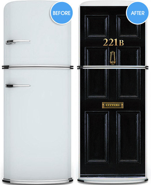221B, Baker Street, London, Sherlock Holmes house front door mural sticker for fridge