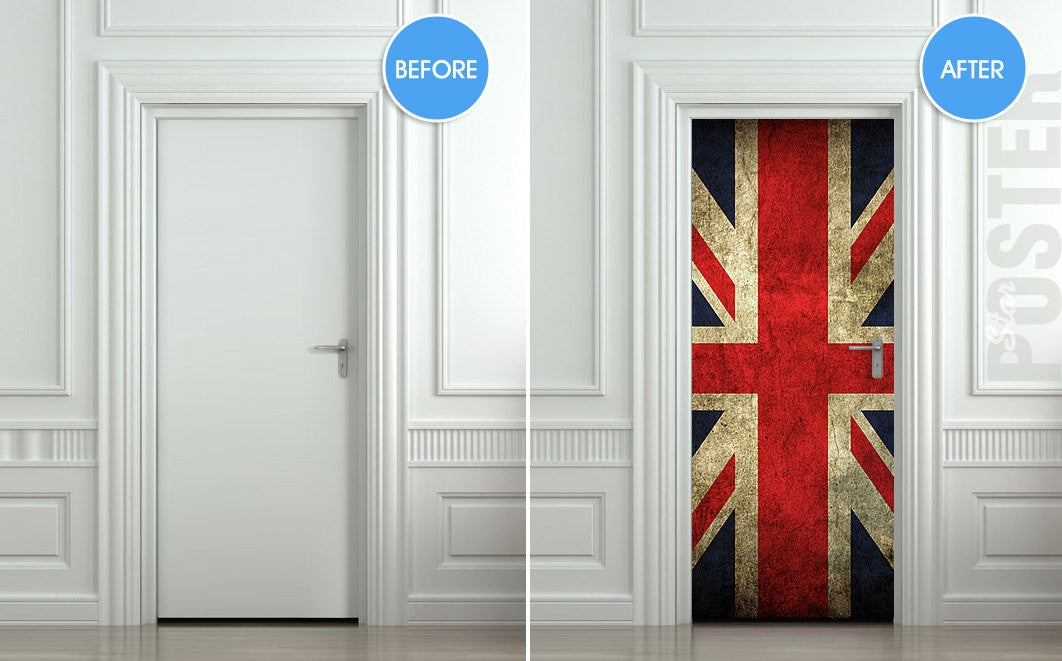 Door STICKER British flag UK banner Great Britain England English London mural decole film self-adhesive poster 30"x79"(77x200 cm) - Pulaton stickers and posters
- 2