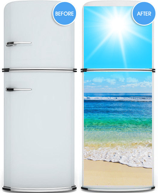 Ocean beach door sticker mural, self-adhesive, single piece