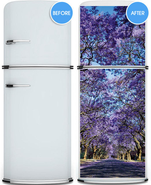 Door Wall sticker - Purple alley mural, self-adhesive, single piece