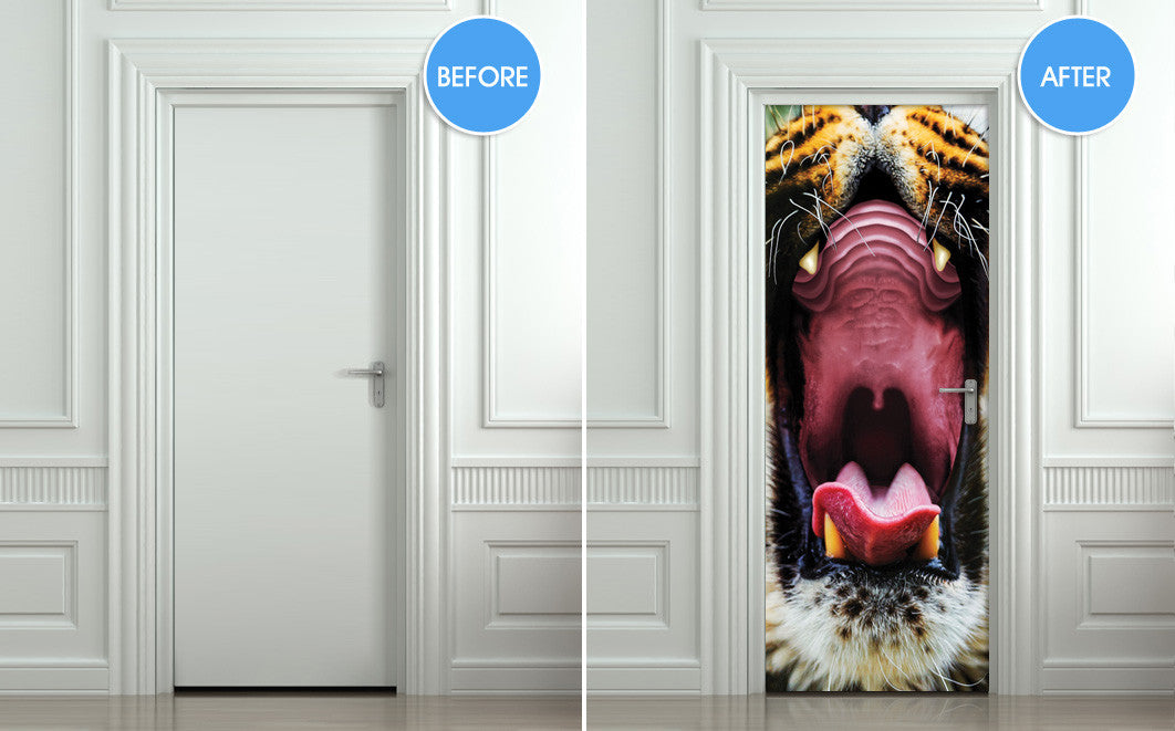 Tiger mouth door sized sticker