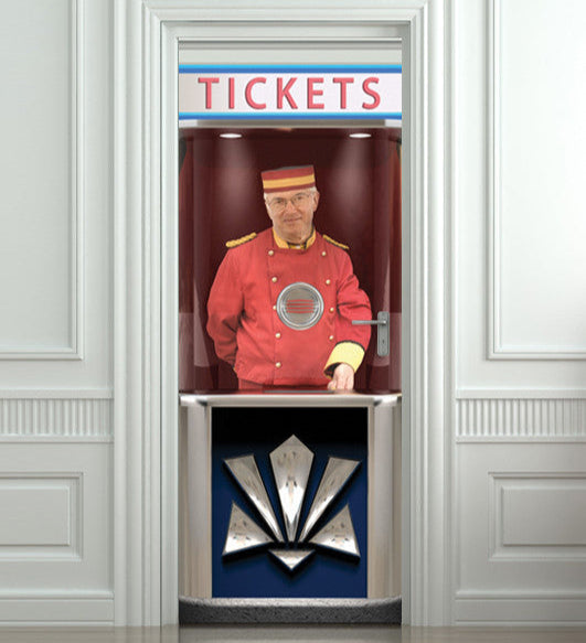 Retro Cinema Ticket Booth Door Stickers