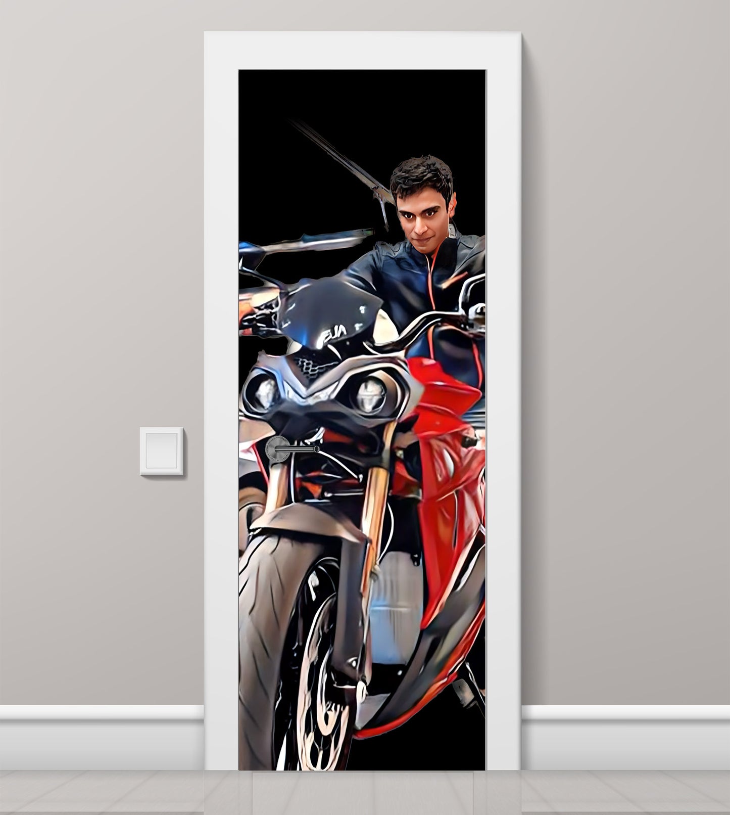 Custom Self-adhesive Laminated Gloss Door Mural. Size: 32 x 80 inches