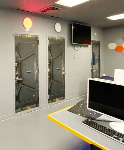 Cyberpunk Door Wrap Industrial Grunge Starship Skin