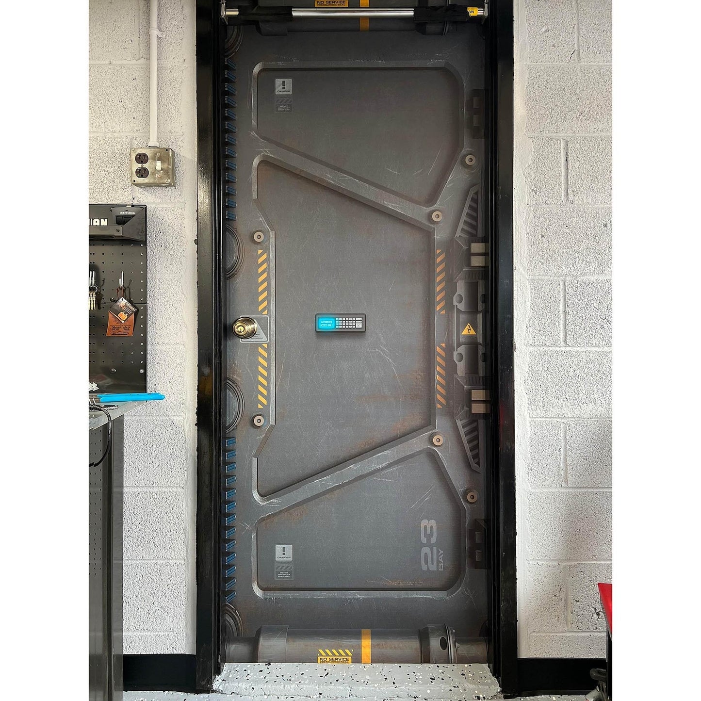 Dark Vault Door Sticker Weathered Steel Bunker Gate Wrap