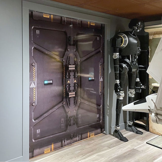 Symmetrical Vault Door Sticker Weathered Steel Bunker Gate
