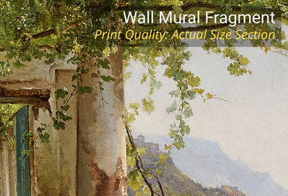 Close-up texture of peel and stick self-adhesive vinyl wall mural showing fine art oil painting details.