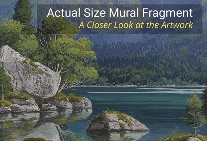 Non woven traditional wall mural with snow capped peaks and evergreen forest