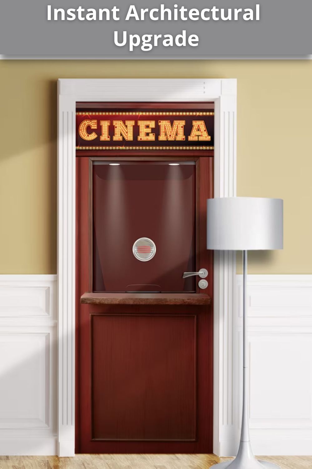 Vintage Cinema Ticket Booth Door Mural