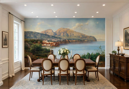 Mediterranean Sea View Wallpaper printed on peel and stick self adhesive vinyl
