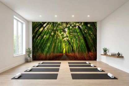 Green Bamboo Wallpaper Zen Botanical Large Fabric Tapestry