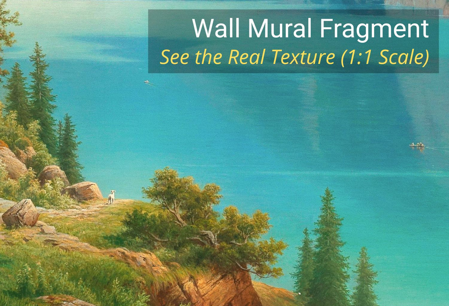 Scenic European alpine view mural with clear skies, sunlit cliffs, and calm fjord waters for home decor.