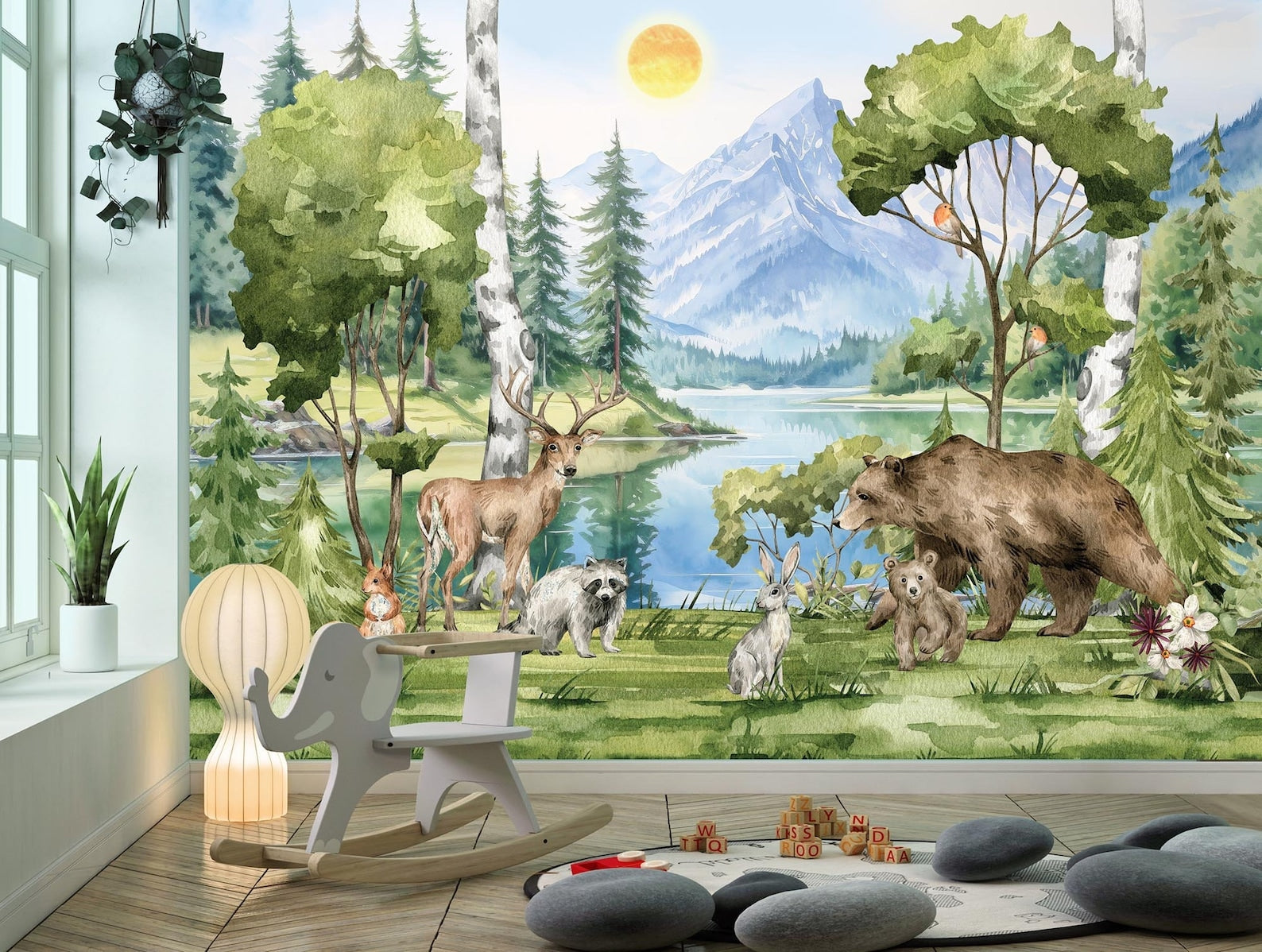 Forest Wall Mural, Woodland Animals