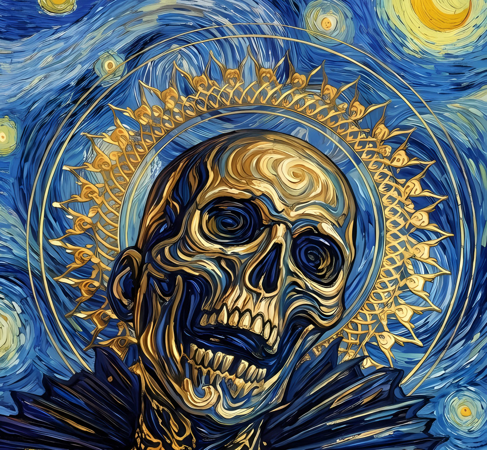 Darkness in Van Gogh's Starry Night door sticker mural, wrap, cover. 1 piece, self-adhesive