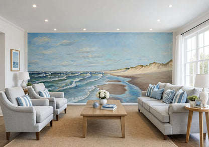 19th century Nordic coastal beach landscape fine art reproduction wall mural