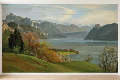 Realistic Mountain Landscape Wallpaper printed on self adhesive peel and stick vinyl