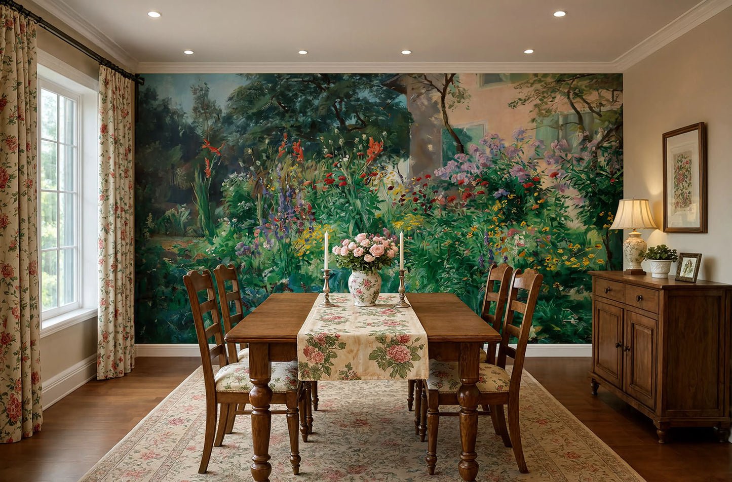 Impressionist Garden Floral Wallpaper printed on self adhesive peel and stick vinyl