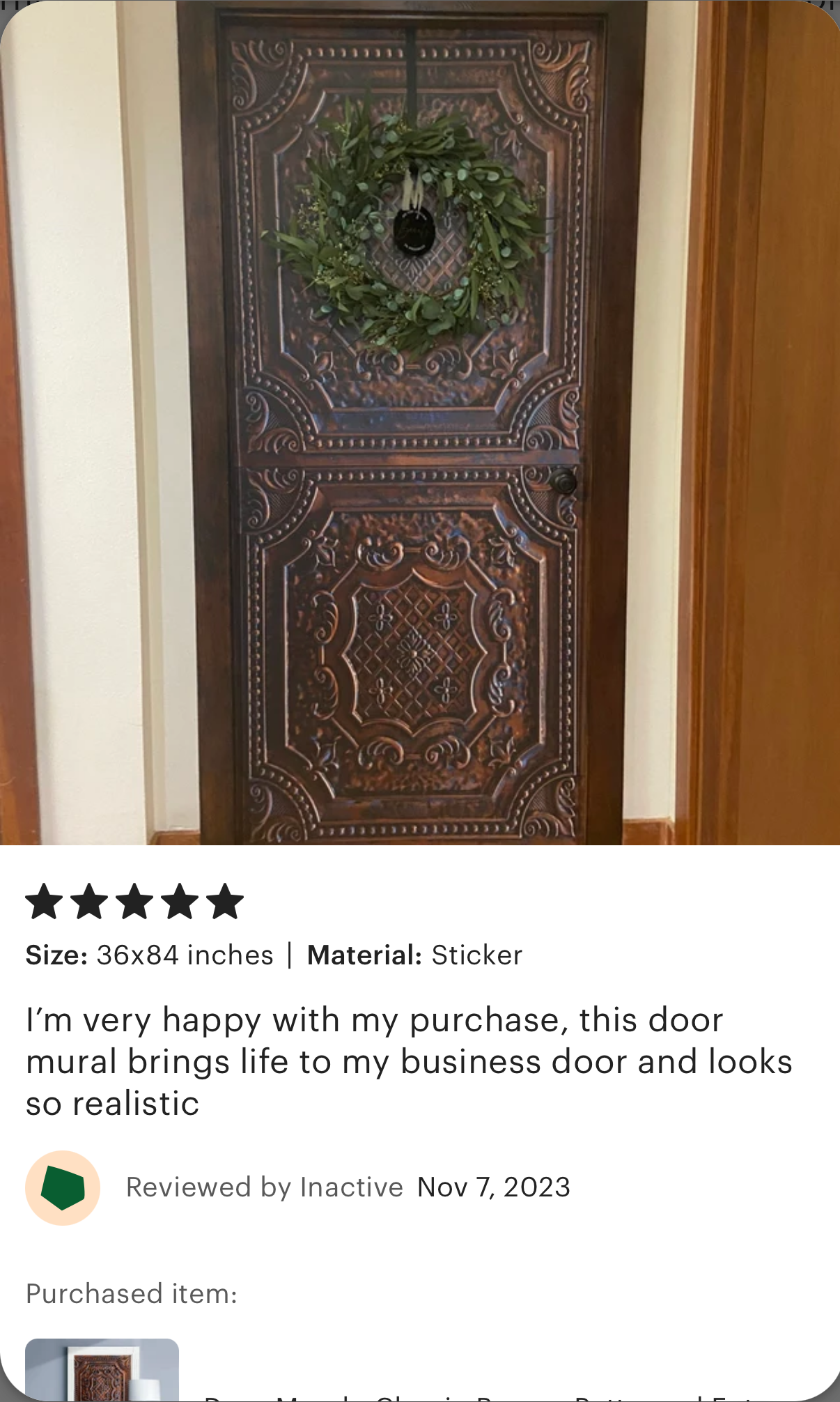 Classic Bronze Patterned Entrance adhesive door cover, single piece