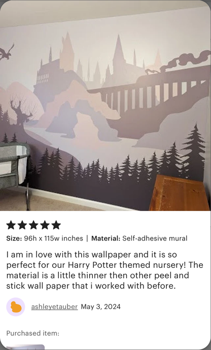 Wizards Castle Wall Mural - Decal, Wallpaper, Tapestry. Lavender-pink palette v1