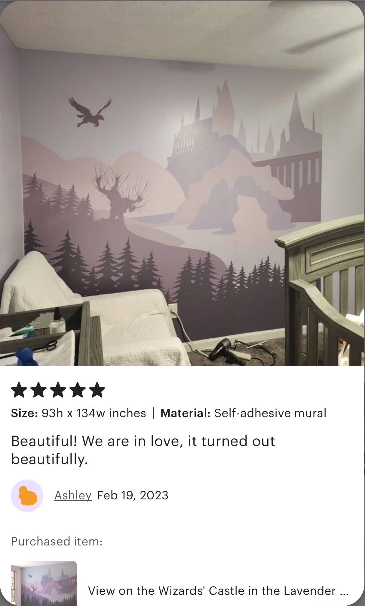 Wizards Castle Wall Mural - Decal, Wallpaper, Tapestry. Lavender-pink palette v1