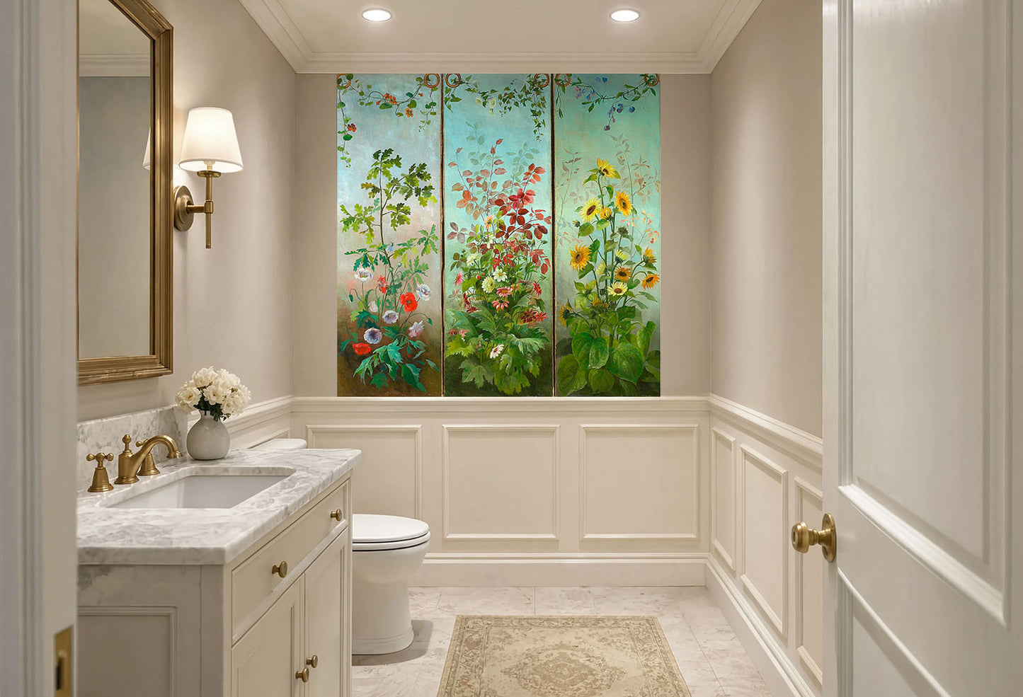 Vintage Floral Accent Wallpaper printed on water resistant peel and stick vinyl