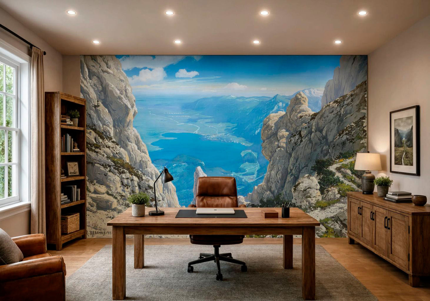 Scenic Mountain Vista Mural printed on peel and stick self adhesive vinyl