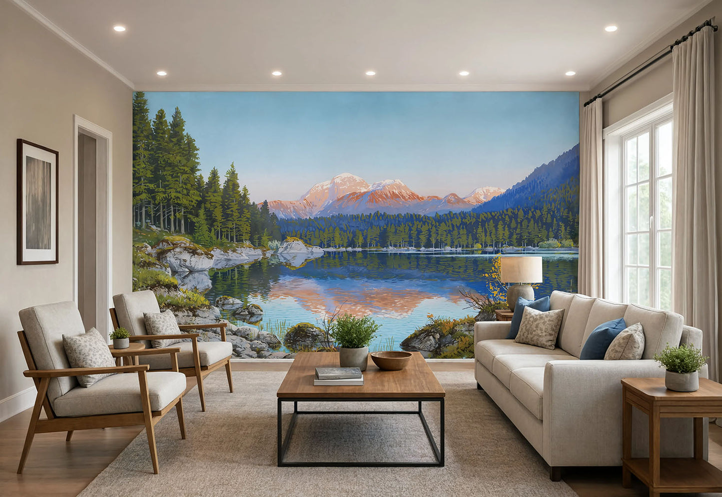 Alpine Nature Landscape Wallpaper printed on self adhesive peel and stick vinyl