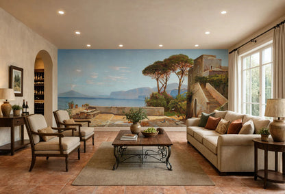 Coastal Italian Villa Wallpaper printed on self adhesive peel and stick vinyl