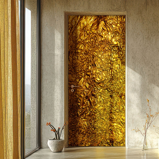 Door sticker with gold pattern, wrap, cover. 1 piece, self-adhesive