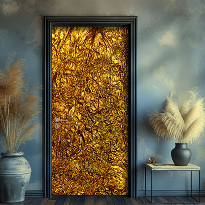 Door sticker with gold pattern, wrap, cover. 1 piece, self-adhesive