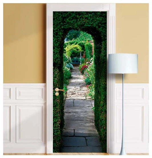 Garden green arch door sticker mural