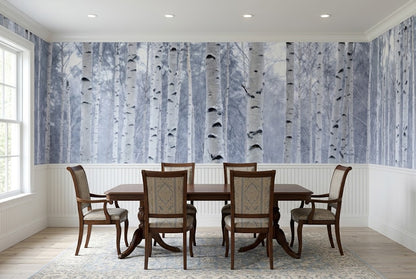 Birch Tree Wall Mural | Above Wainscoting Forest Wallpaper