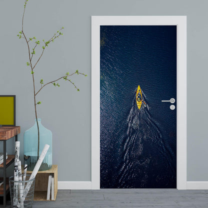 Blue sea door mural