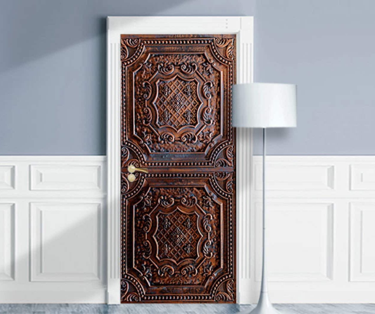 Classic Bronze Patterned Entrance adhesive door cover, single piece