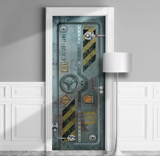 Sci-Fi Bulkhead Hatch Peel and Stick 3D Blast Door Wrap