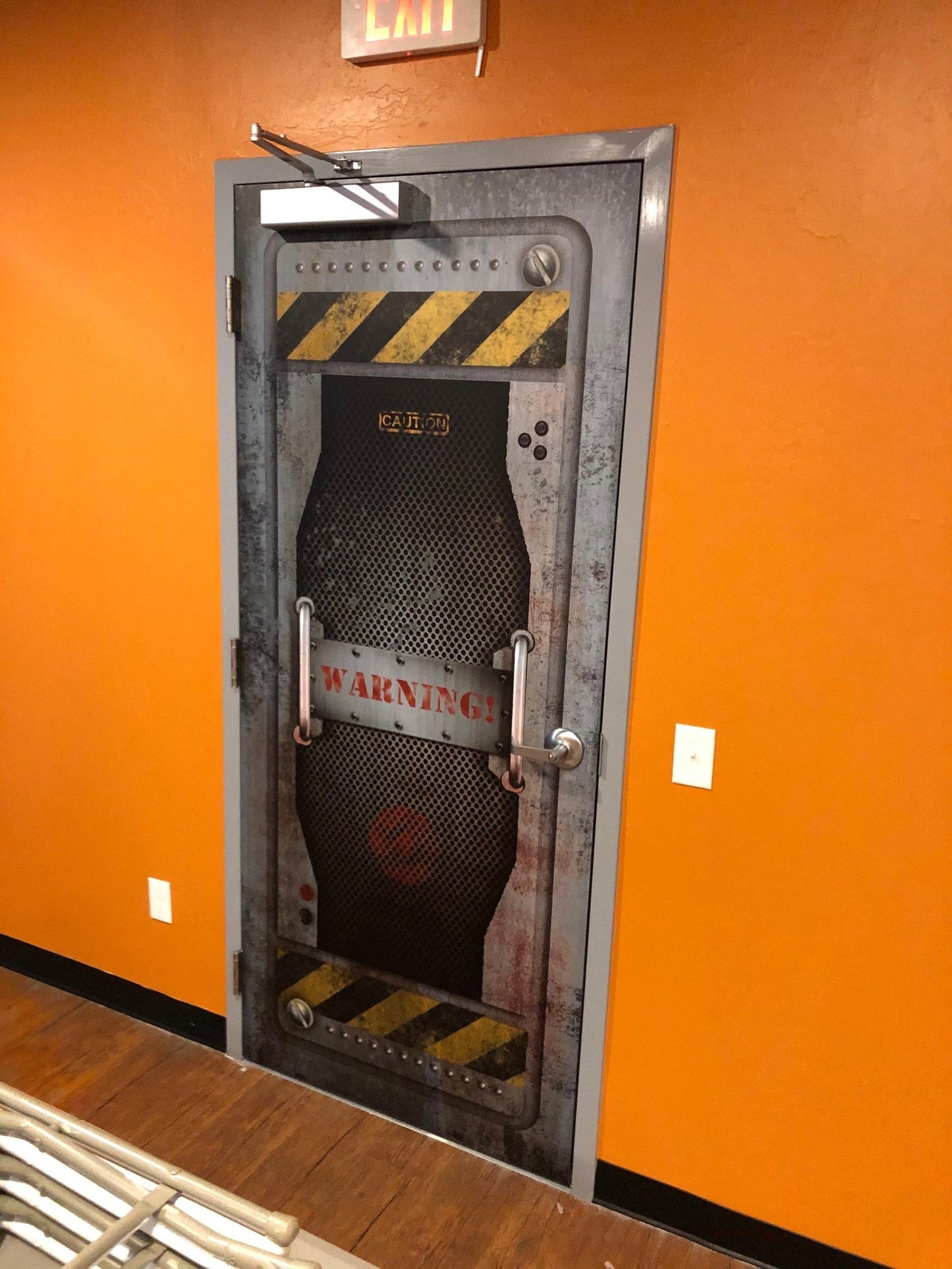 Cyberpunk Bulkhead Hatch Sticker Weathered Steel Bunker Gate