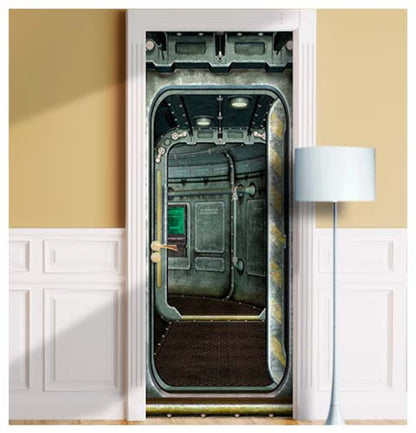 Bunker Sci-Fi Door, Spaceship, Man Cave door sticker mural