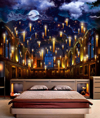 Great Hall with floating candles, Wizard's Castle wall mural