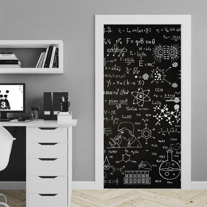Science Chalkboard Door Wrap Peel and Stick Physics Mural