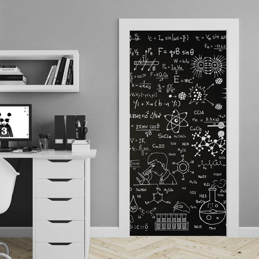 Science Chalkboard Door Wrap Peel and Stick Physics Mural