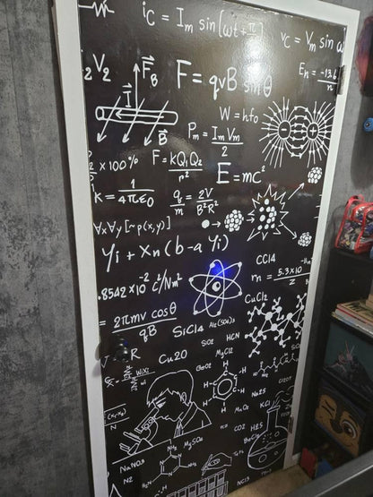 Blackboard Door Sticker Lab Molecule Sketch Vinyl Wrap