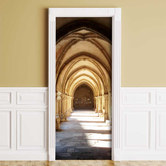 Corridor arch vault door sticker mural